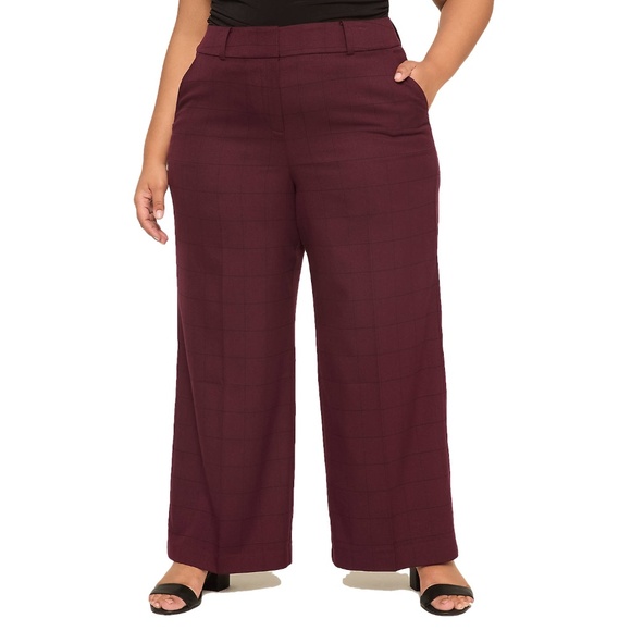 NWT Lane Bryant Perfect Drape High-Rise Wide Leg Pant - Size 18, Burgundy - Picture 1 of 10
